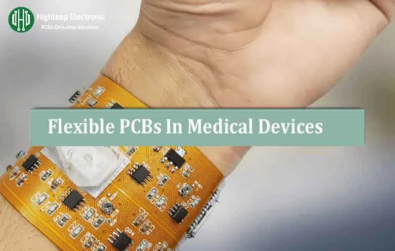 A flexible circuit board used in a medical device.
