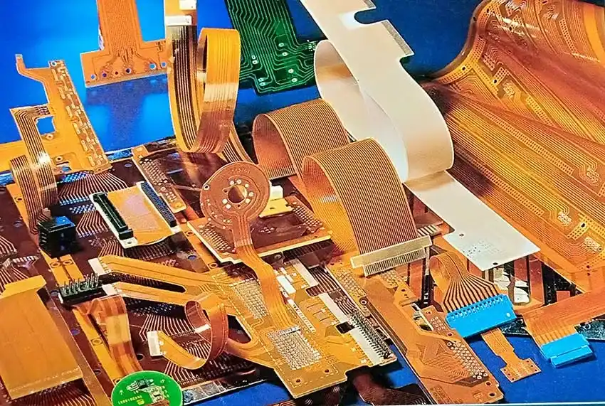 A production line manufacturing flexible circuit boards.