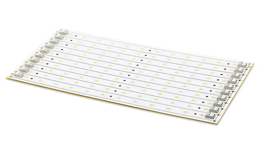 A close-up of an LED PCB board with various components.