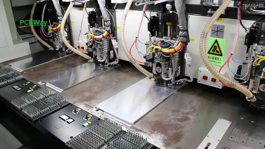 Various machines and equipment used in PCB manufacturing.