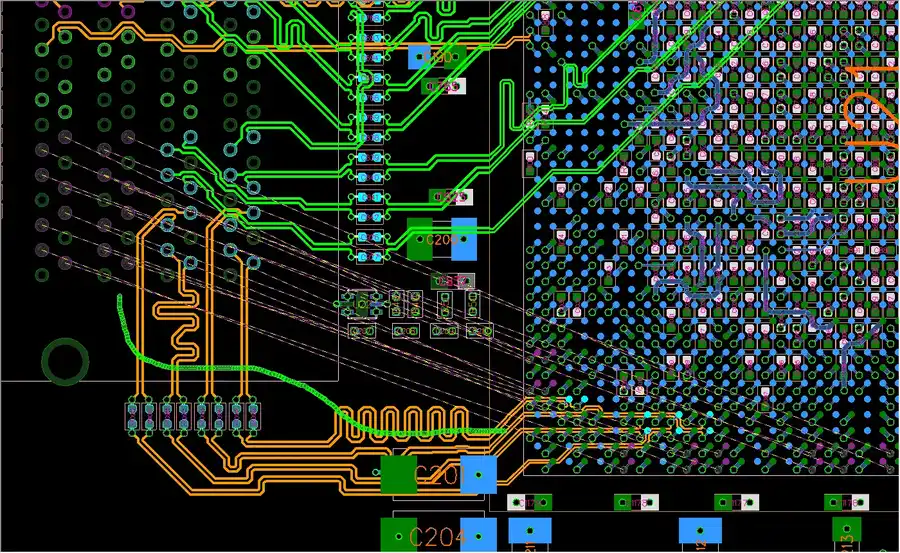 A computer screen showing PCB design software.