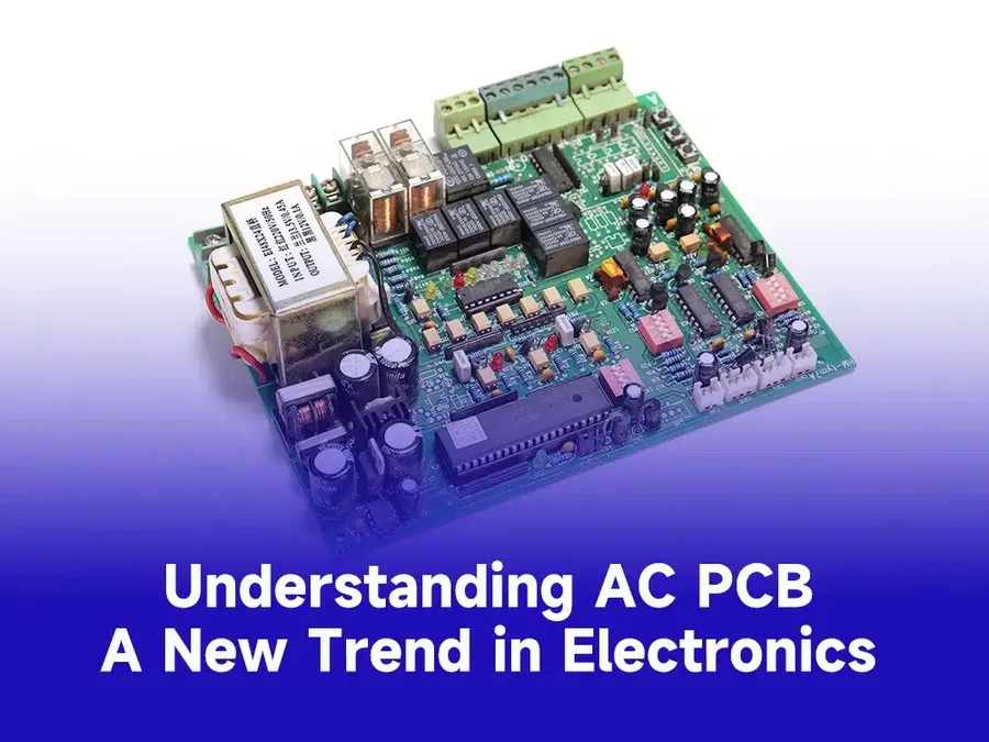 A close-up of an air conditioner PCB board with various components.
