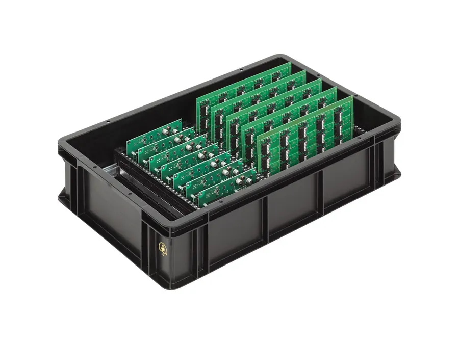 A package of PCBs ready for shipment, showing packaging materials and labeling.