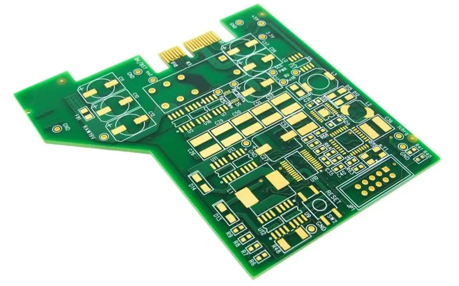 A comparison of two PCBs, one simple and another complex in design.