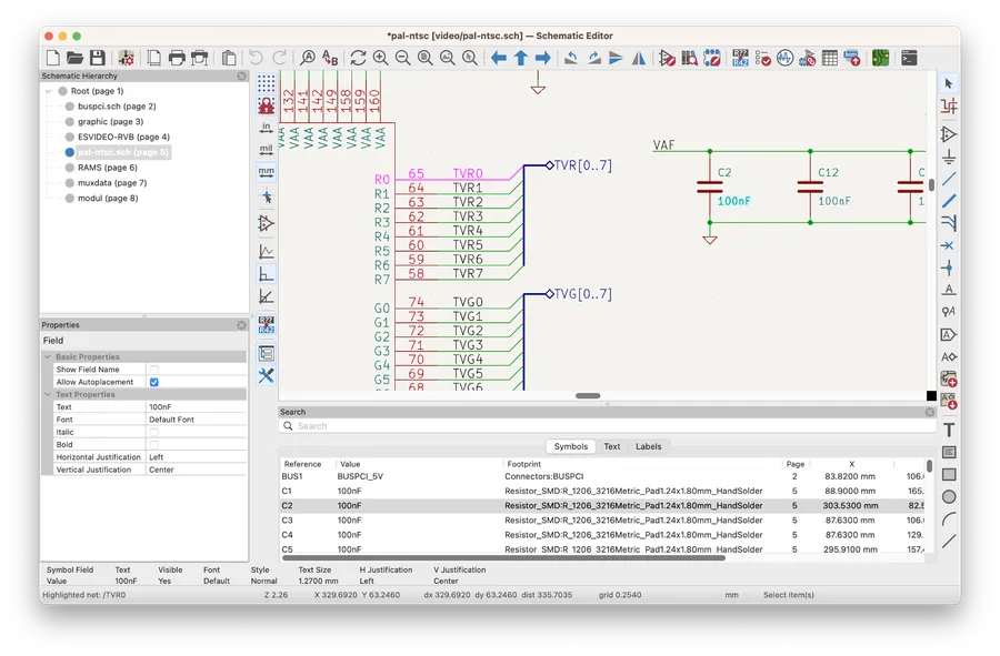 A screenshot of the KiCad PCB design software interface.