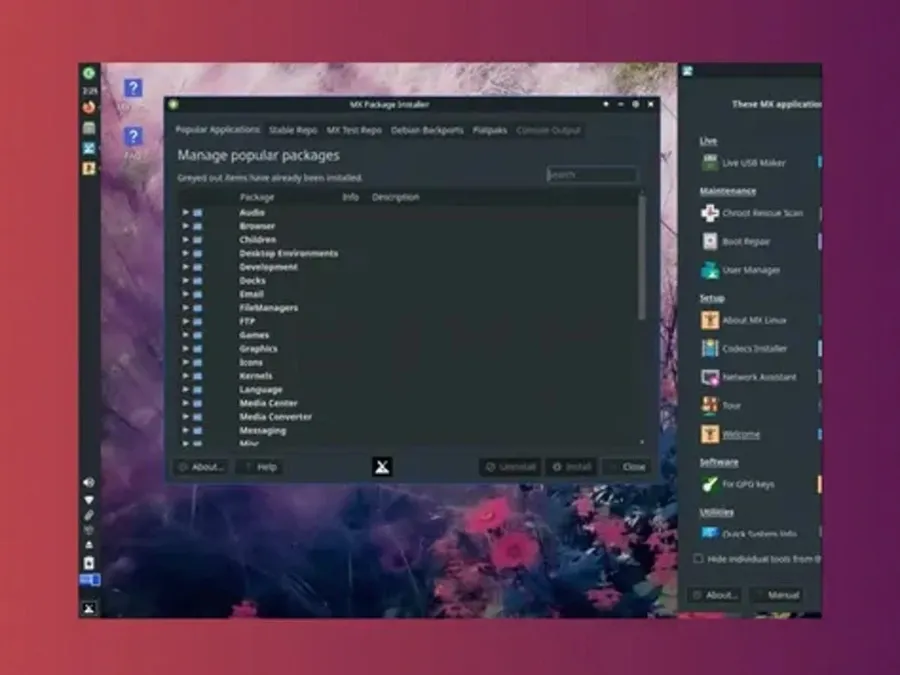 A Linux desktop environment with applications running.