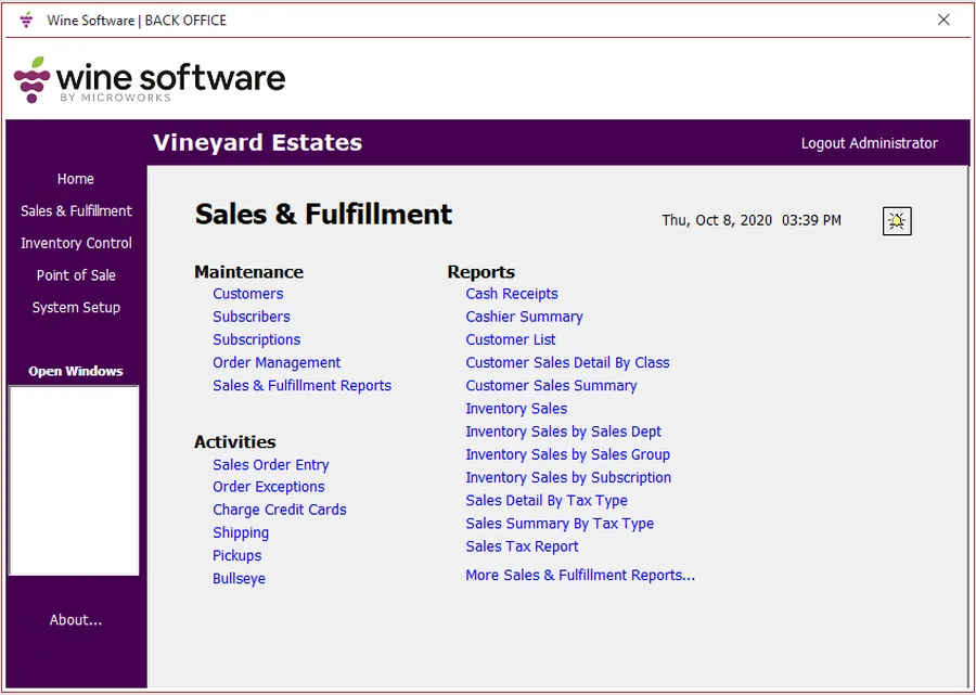 A screenshot of the Wine application interface running on Linux.