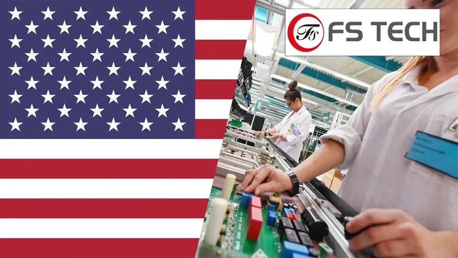 A wide shot of a PCB production facility in the United States.