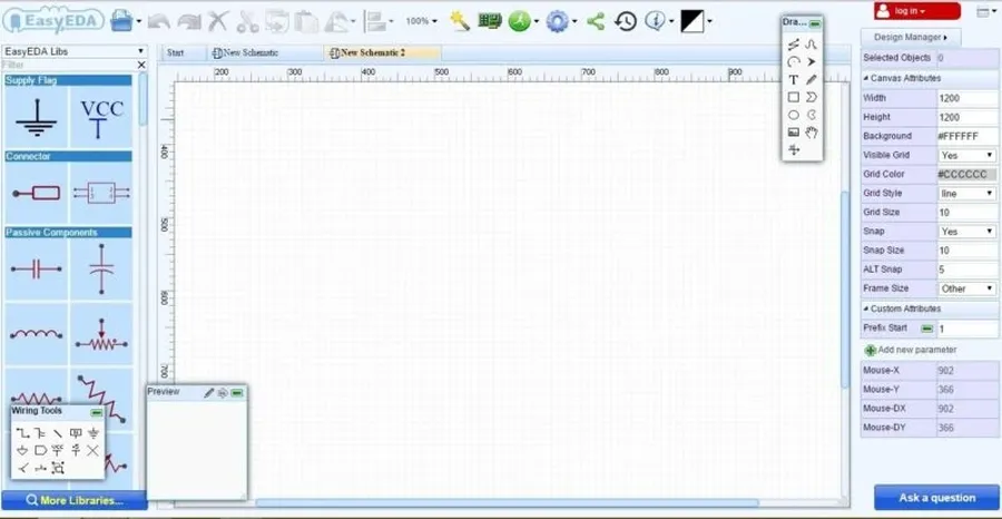 Screenshot of the EasyEDA software interface showing a PCB layout.