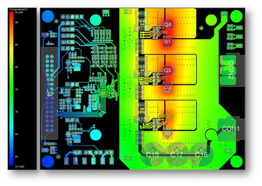 Close-up of a PCB layout with well-placed components and traces.