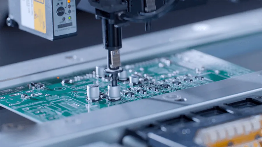 A PCB with surface mount components assembled using SMT technology.