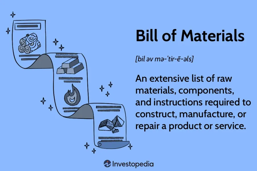 A bill of materials (BOM) document with detailed parts list for PCB assembly.
