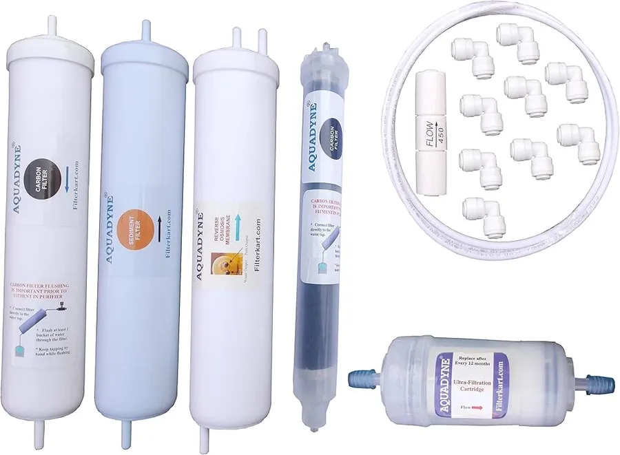 Disassembled Aquaguard water purifier showing internal components.