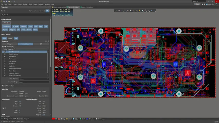 A person working on a PCB design project with Altium Designer.