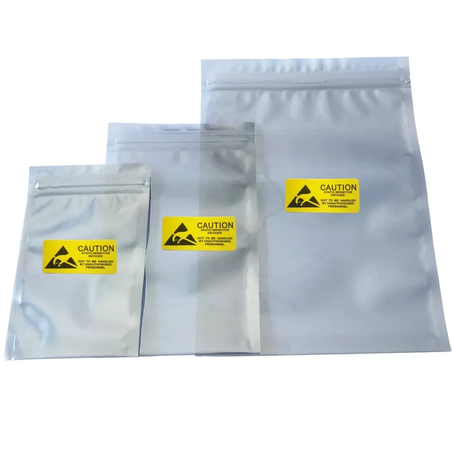 Electronic components placed in antistatic bags, ready for storage and shipping.