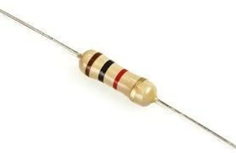 A close-up of several 1k ohm resistors.