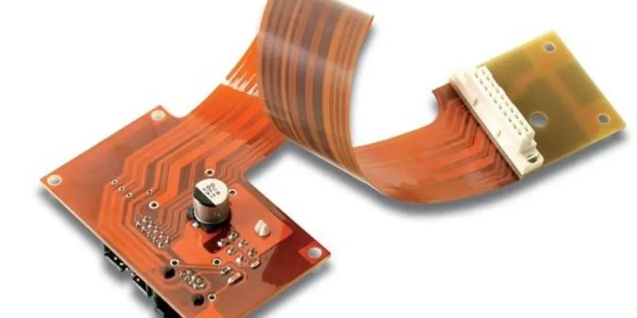 A flexible circuit board made of polyimide material.