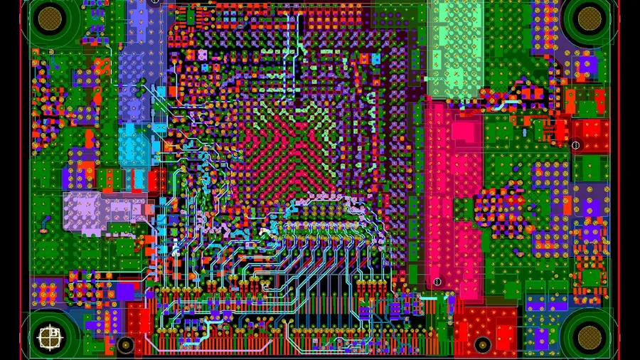 A screenshot of PCB design software showing the layout of a TTM PCB.
