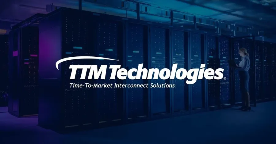 A display of various printed circuit boards manufactured by TTM Technologies.