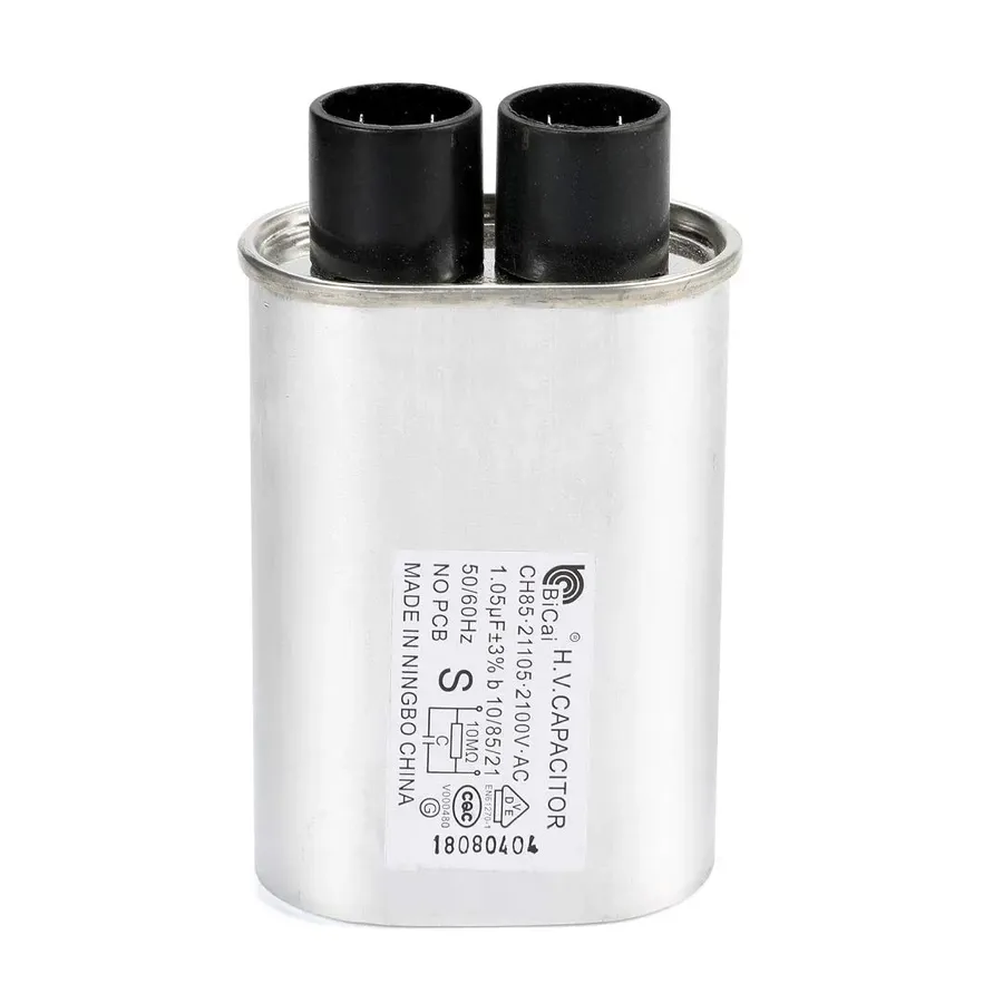 A close-up of a microwave capacitor.