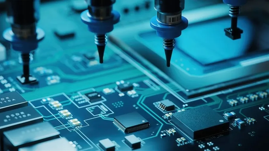 A fully assembled PCB with surface mount components.