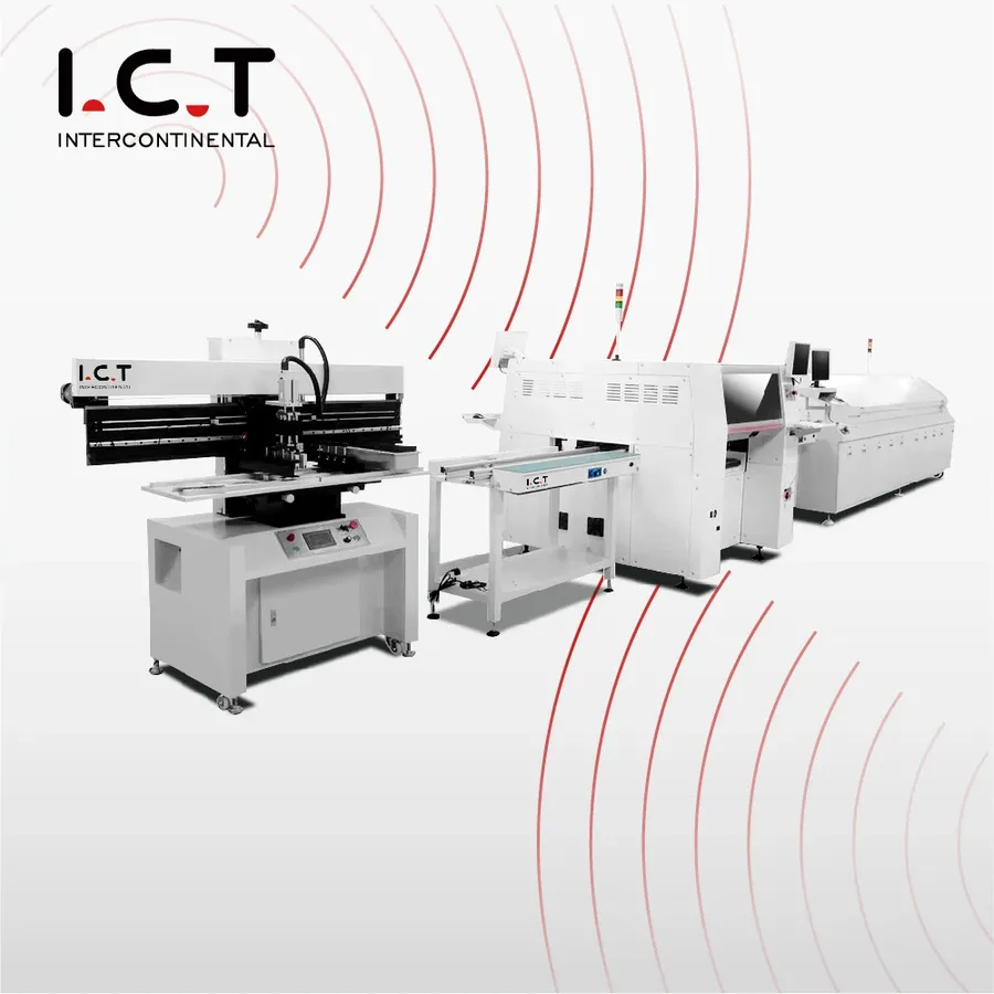 An automated surface mount technology production line.