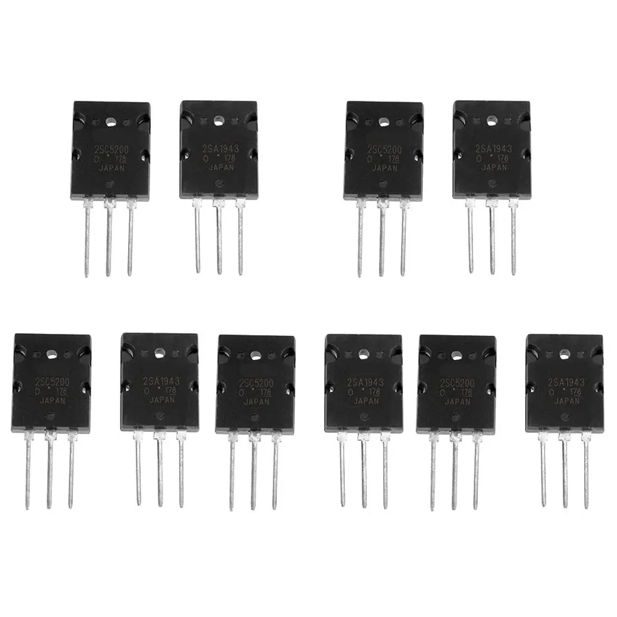 A close-up of a 2SC5200 transistor.