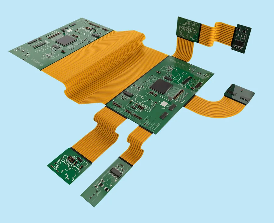 A flexible PCB circuit board showcasing its bendable properties.