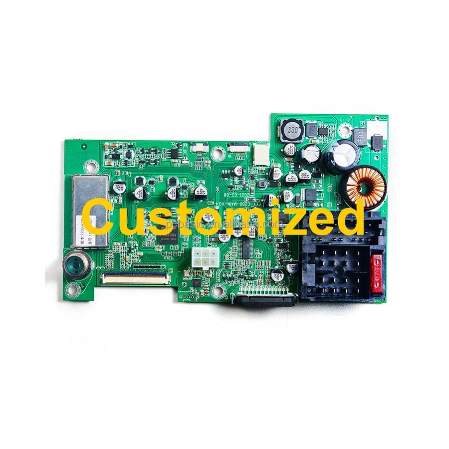 A close-up of a plain PCB board without components.