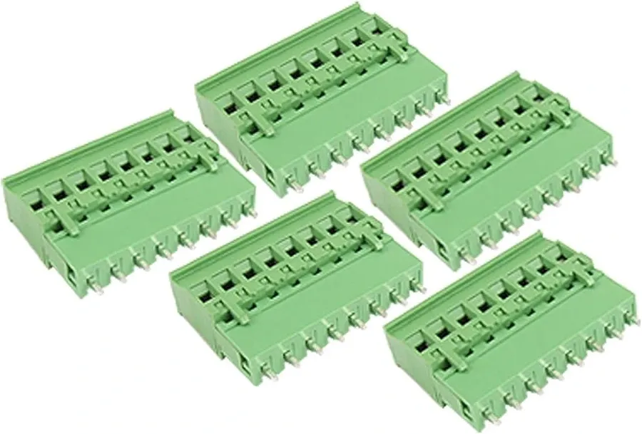 Industrial grade PCB connectors on a circuit board.