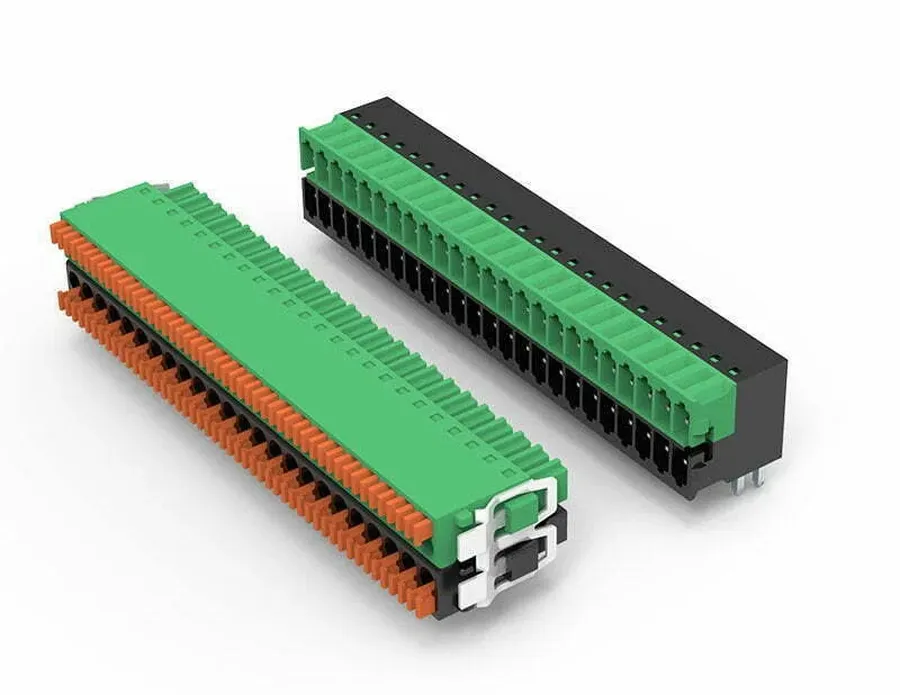 PCB connectors on a circuit board.