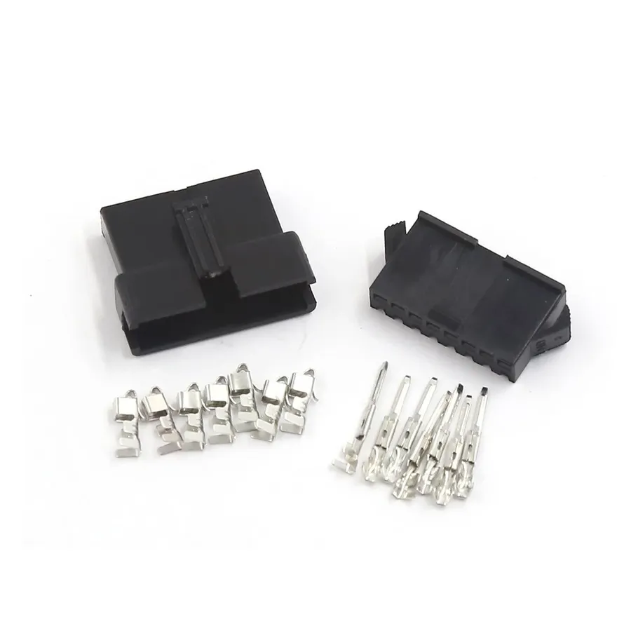 A display of various PCB connectors at a distributor.