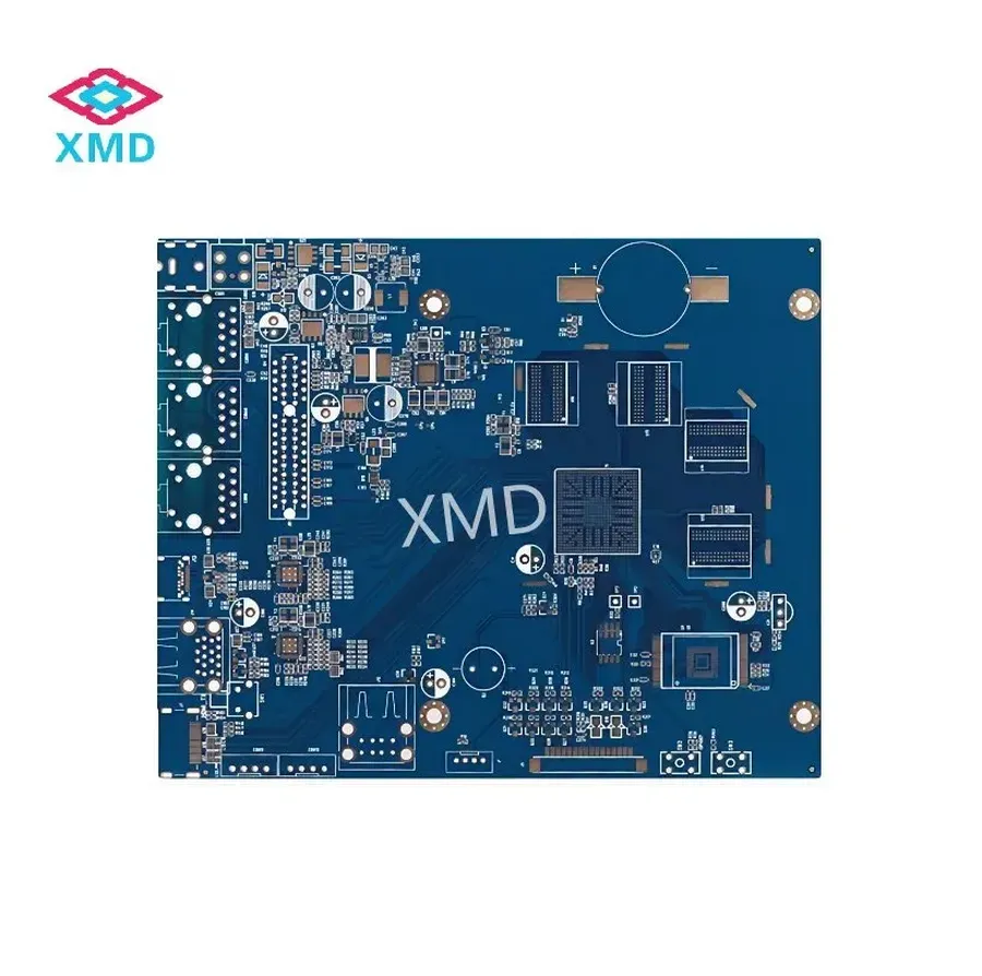 A close-up of a medical grade printed circuit board with various components.