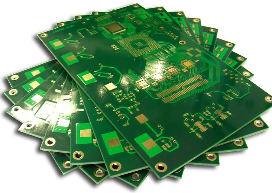 A PCB manufacturing facility with various machinery and production lines.