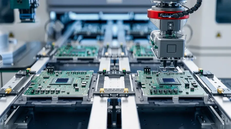 A large PCB production facility with various manufacturing equipment.