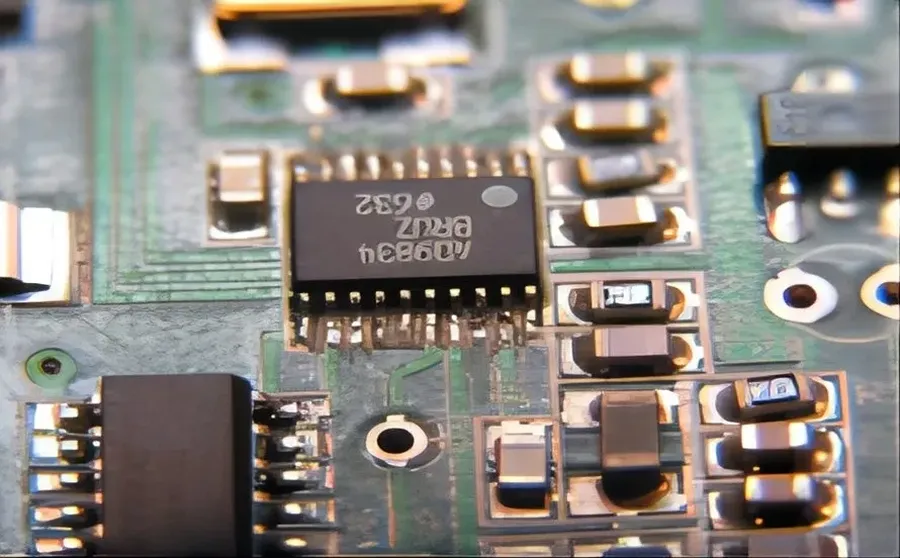 A close-up shot of PCB with various defects.