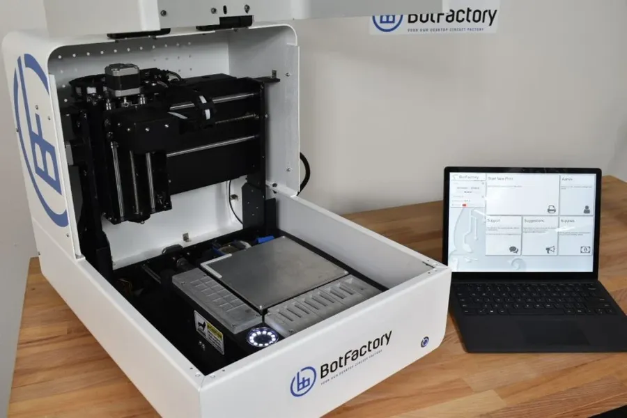 Close up of a BotFactory SV2, highlighting its key components and features.