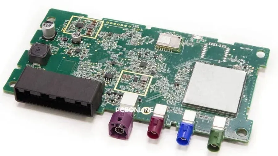 A close up view of several small quantity printed circuit boards.
