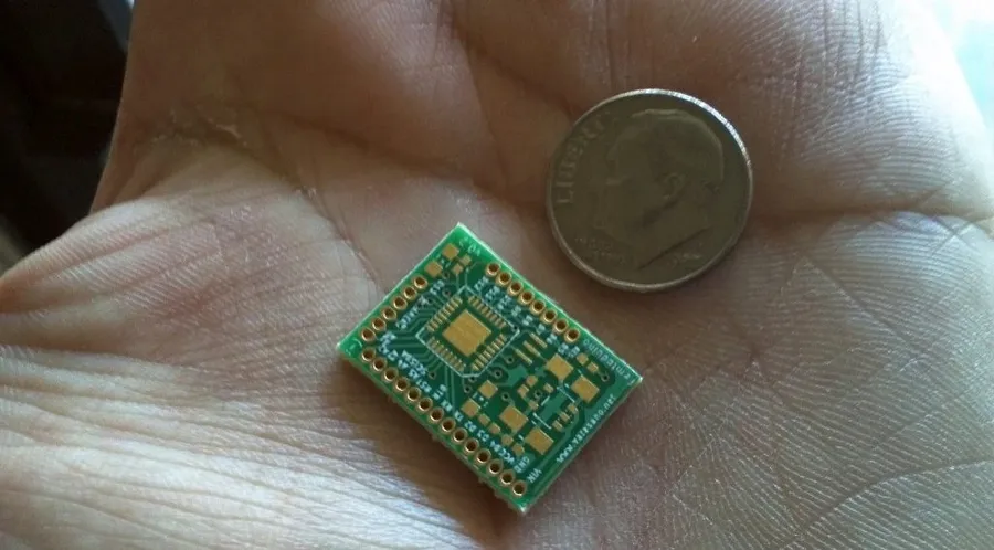A small printed circuit board with various electronic components.