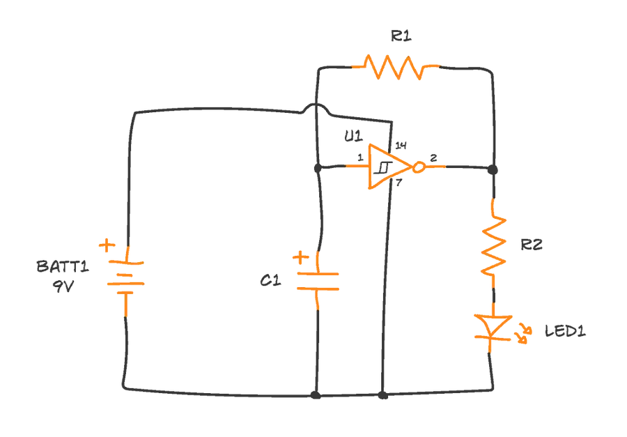 An example of an electronic circuit design diagram.