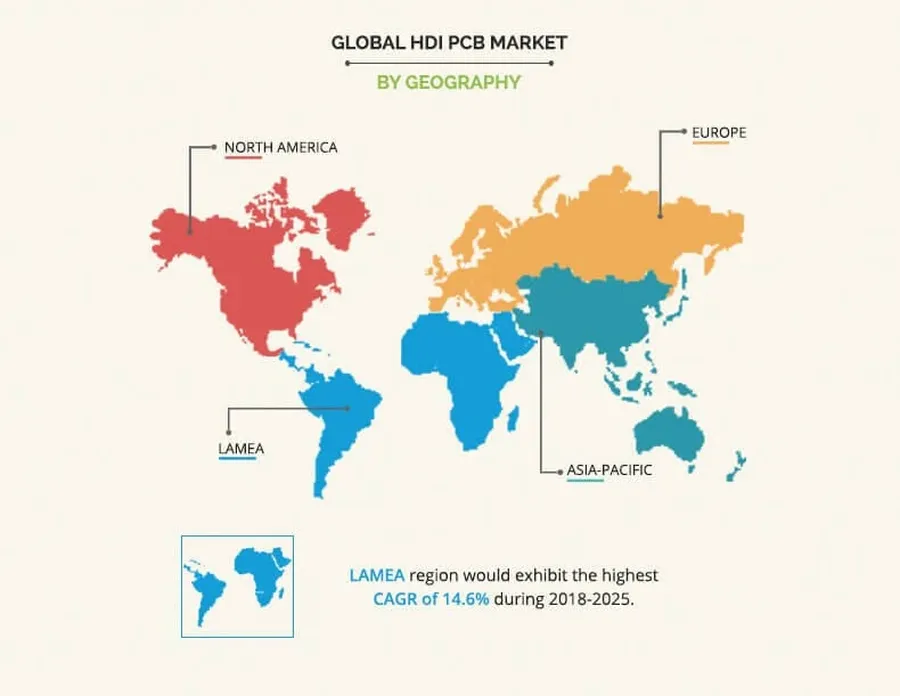 A world map with pins showing locations of PCB manufacturing and distribution centers.