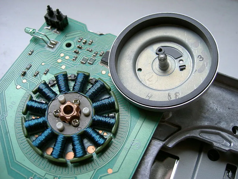 A close-up of a BLDC fan motor.
