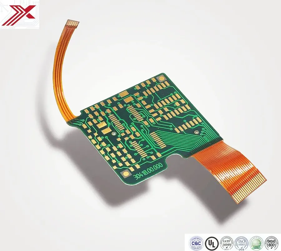 A flexible HDI PCB showcasing its bendable nature.
