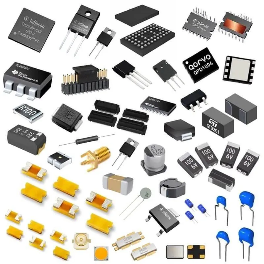 A variety of PCB components.