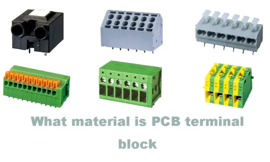 Various raw materials used in the construction of PCB terminal blocks.