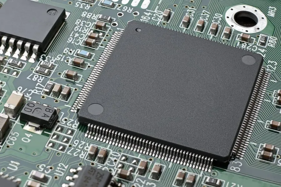 A PCB showing surface mount components.