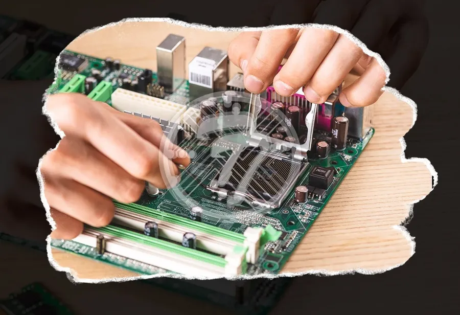 A PCB manufacturing process in a factory setting.