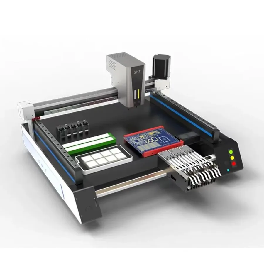 An SMT machine placing components on a PCB.