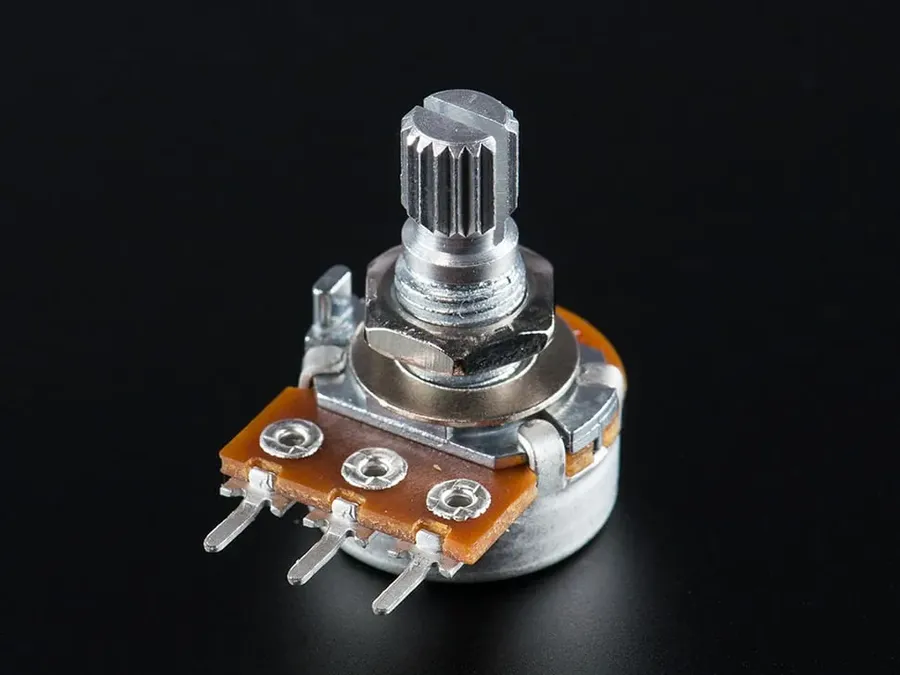 A close-up view of a 10k potentiometer.