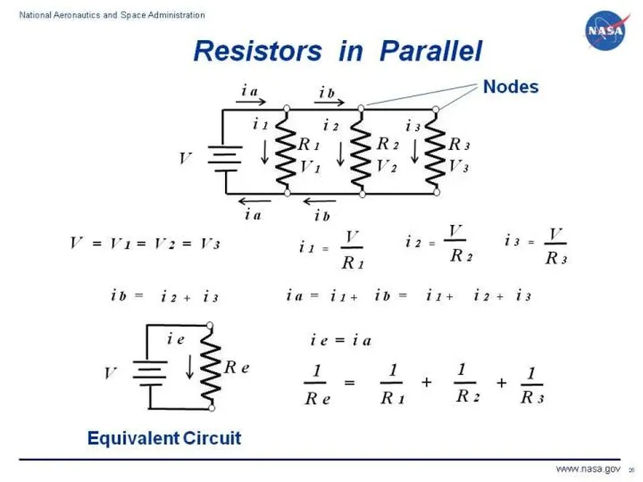 A schematic diagram of resistors connected in parallel.